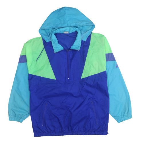 Nike Men's Blue L Windbreaker Jacket 90s Retro Hooded Nylon Shell