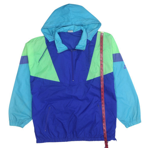 Nike Men's Blue L Windbreaker Jacket 90s Retro Hooded Nylon Shell