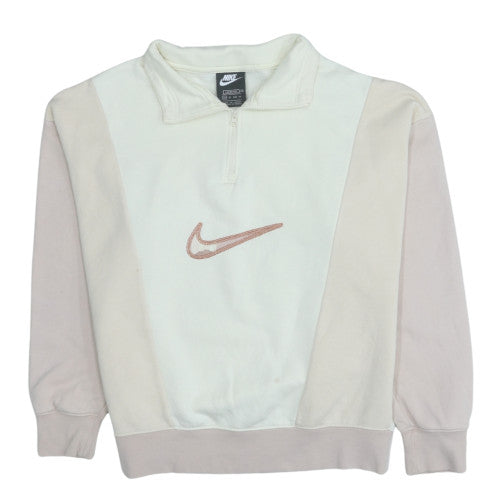 Nike Women Beige 1/4 Zip Pullover Sweatshirt XS Loose Fit