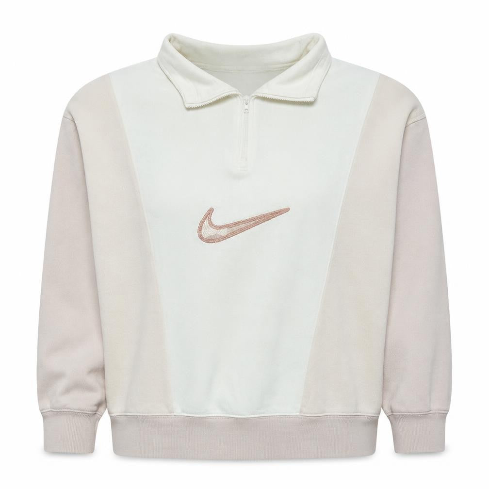 Front view of Nike Women Beige 1/4 Zip Pullover Sweatshirt XS Loose Fit