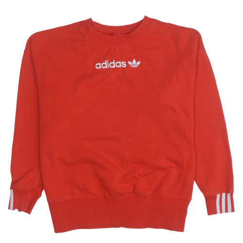 Adidas Womens Red Crew Neck Pullover Sweatshirt Size 8