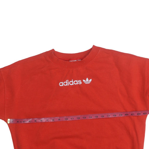 Adidas Womens Red Crew Neck Pullover Sweatshirt Size 8
