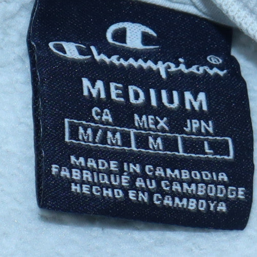 Champion Men's White Pullover Sweatshirt Medium Logo Fleece