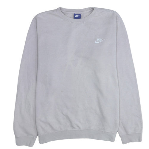Nike Women Grey Cotton Blend Crew Neck Pullover Sweatshirt L