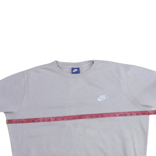 Nike Women Grey Cotton Blend Crew Neck Pullover Sweatshirt L