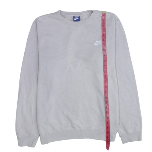 Nike Women Grey Cotton Blend Crew Neck Pullover Sweatshirt L