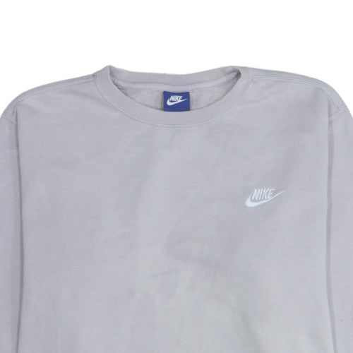 Nike Women Grey Cotton Blend Crew Neck Pullover Sweatshirt L