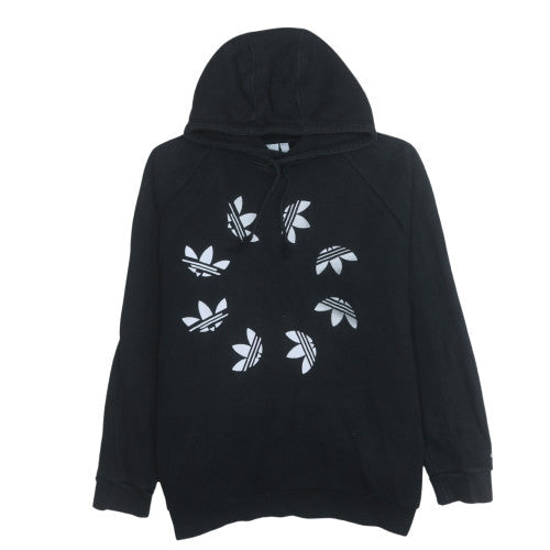 Adidas Mens Black Pullover Hoodie L Graphic Logo Fleece Sweatshirt