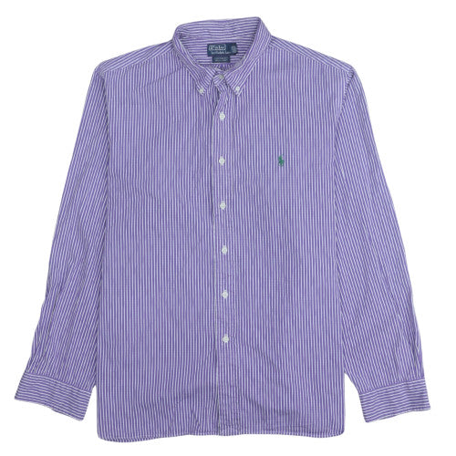 Ralph Lauren Men's Purple Striped Button-Down Long Sleeve Cotton Shirt L