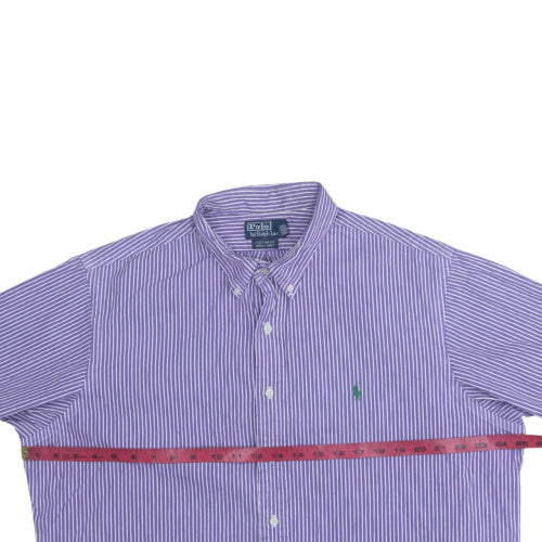 Ralph Lauren Men's Purple Striped Button-Down Long Sleeve Cotton Shirt L