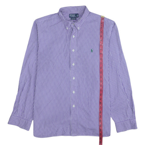 Ralph Lauren Men's Purple Striped Button-Down Long Sleeve Cotton Shirt L