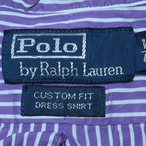 Ralph Lauren Men's Purple Striped Button-Down Long Sleeve Cotton Shirt L