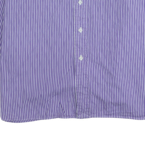 Ralph Lauren Men's Purple Striped Button-Down Long Sleeve Cotton Shirt L