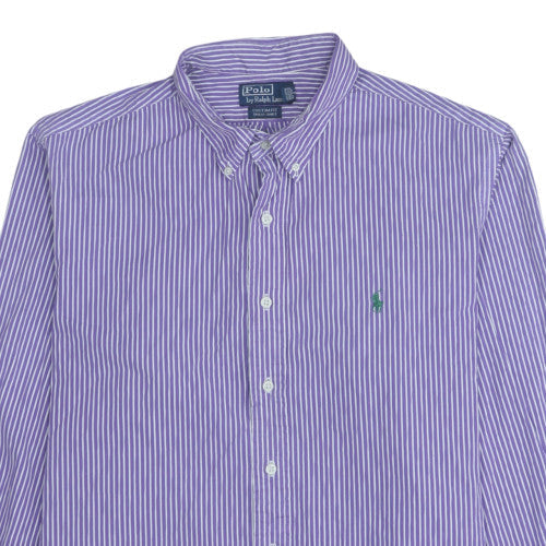 Ralph Lauren Men's Purple Striped Button-Down Long Sleeve Cotton Shirt L