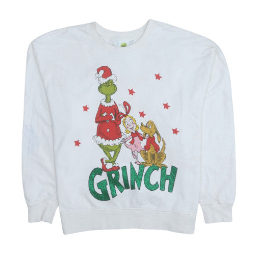 The Grinch White Christmas Sweatshirt Women 12-14 Pullover Crew Neck