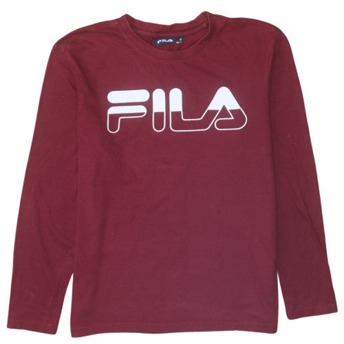 Fila Men's Red Long Sleeve Cotton Graphic Top M