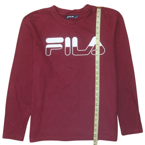 Fila Men's Red Long Sleeve Cotton Graphic Top M