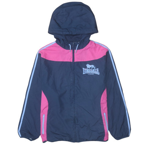 Lonsdale Women Blue Pink Hooded Windbreaker Jacket Size 18