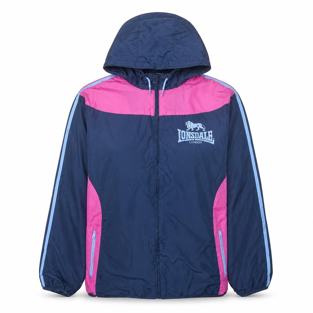 Lonsdale Women Blue Pink Hooded Windbreaker Jacket Size 18