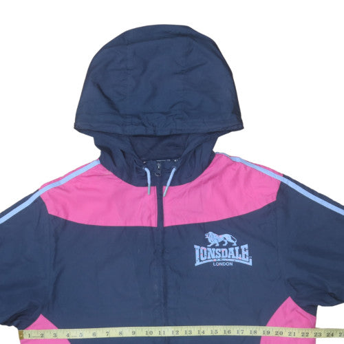 Lonsdale Women Blue Pink Hooded Windbreaker Jacket Size 18