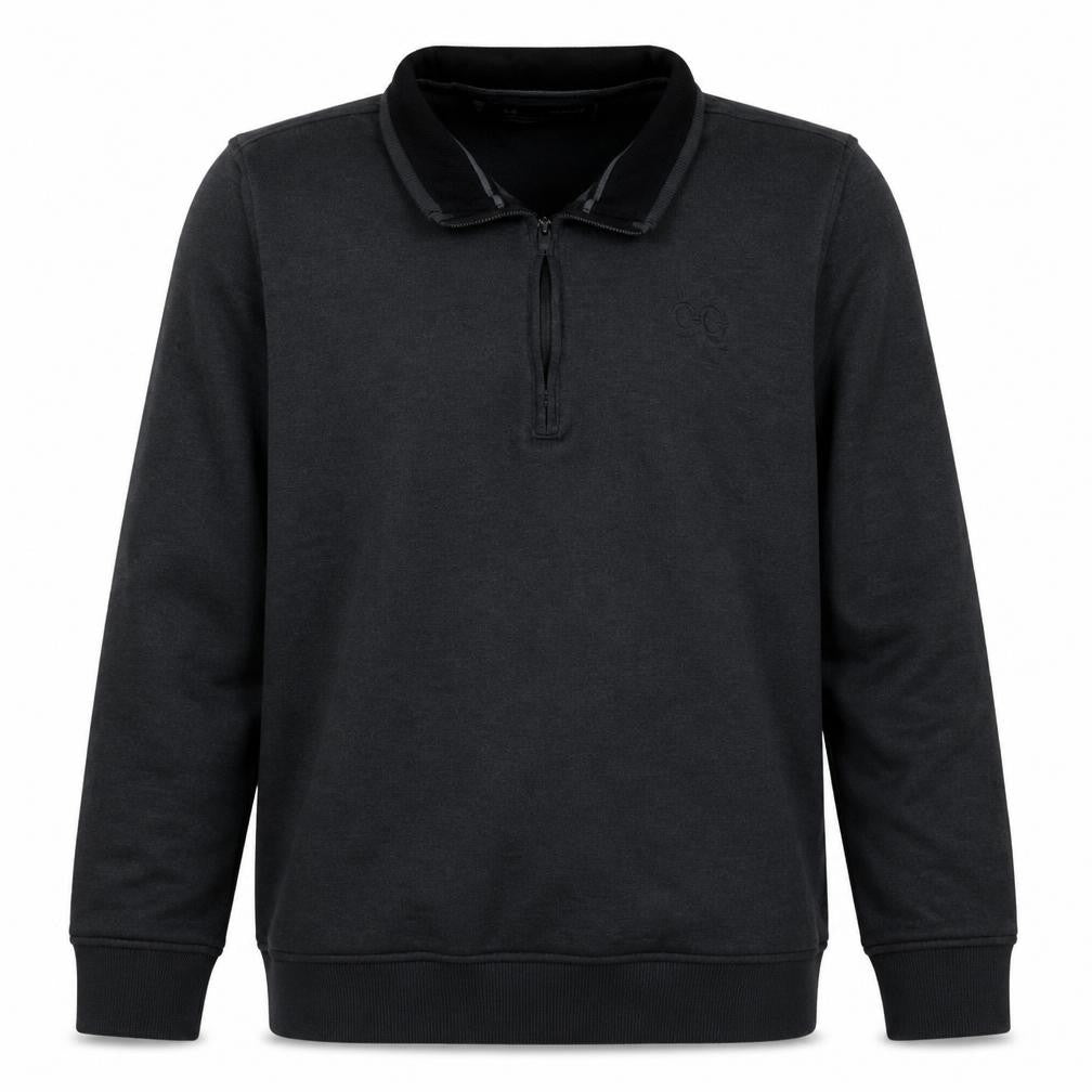 Front view of Under Armour Men's Black XL 1/4 Zip Collared Fleece Sweatshirt