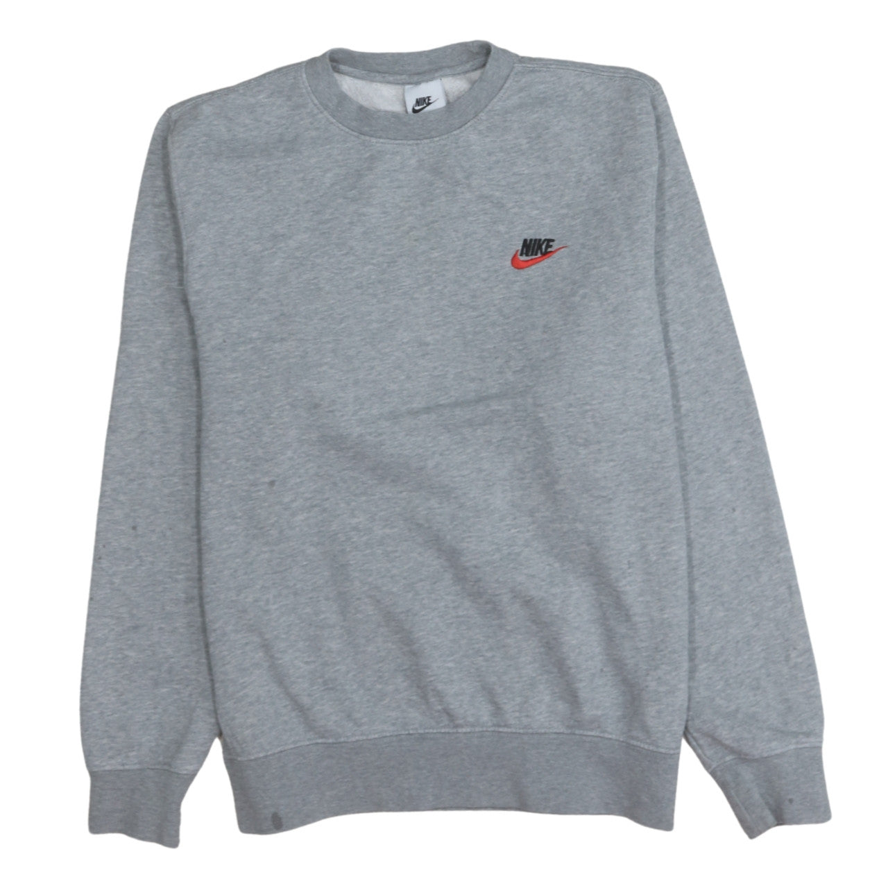 Nike Men Grey Small Pullover Crew Neck Sweatshirt Logo Sportswear