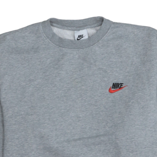 Nike Men Grey Small Pullover Crew Neck Sweatshirt Logo Sportswear