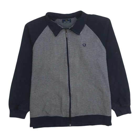 Fred Perry Men's Blue Checked Full Zip Track Jacket XL