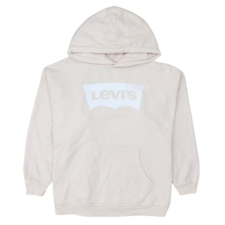 Levi's Men's Beige Pullover Hoodie M Logo Print Fleece Sweatshirt