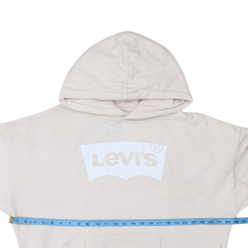 Levi's Men's Beige Pullover Hoodie M Logo Print Fleece Sweatshirt