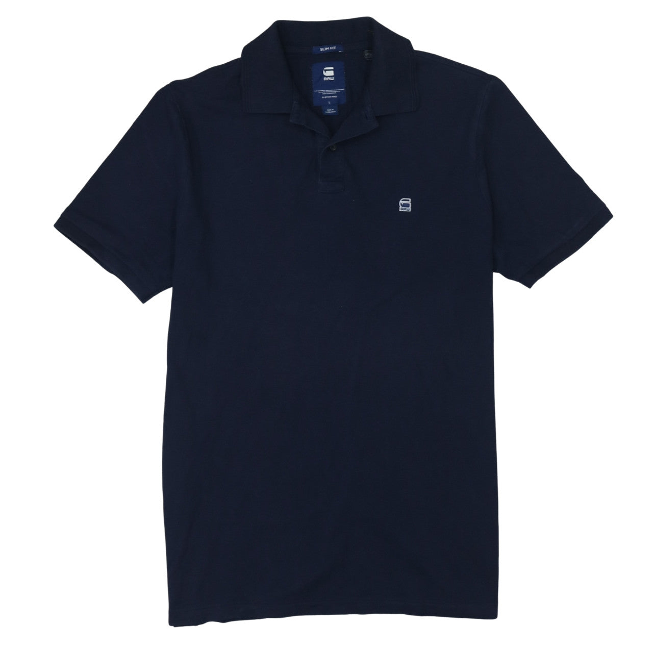 G-Star RAW Men's Navy Blue Slim Fit Cotton Polo Shirt Size L