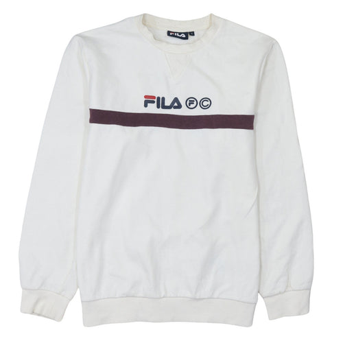 FILA Men’s White Pullover Sweatshirt Size S Logo Crew Neck Jumper