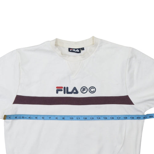 FILA Men’s White Pullover Sweatshirt Size S Logo Crew Neck Jumper