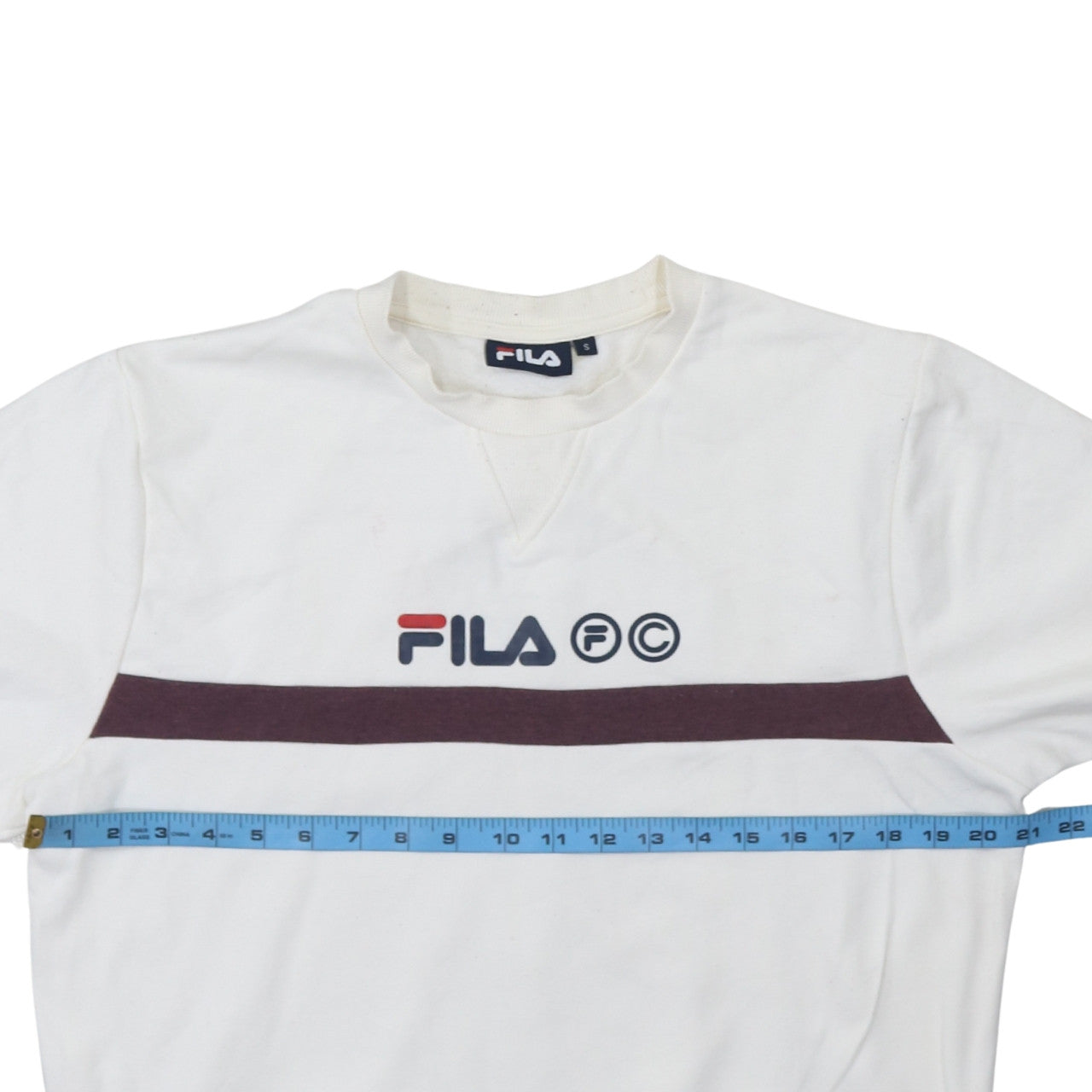 FILA Men’s White Pullover Sweatshirt Size S Logo Crew Neck Jumper