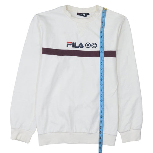 FILA Men’s White Pullover Sweatshirt Size S Logo Crew Neck Jumper