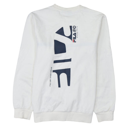 FILA Men’s White Pullover Sweatshirt Size S Logo Crew Neck Jumper