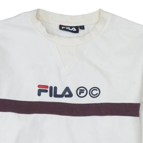 FILA Men’s White Pullover Sweatshirt Size S Logo Crew Neck Jumper