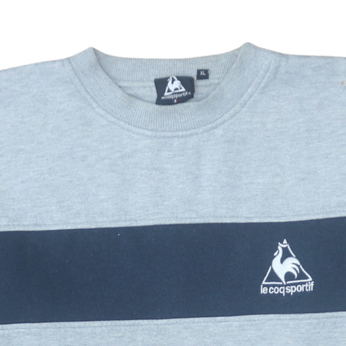 Le Coq Sportif Men's Grey XL Pullover Sweatshirt Crew Neck Logo