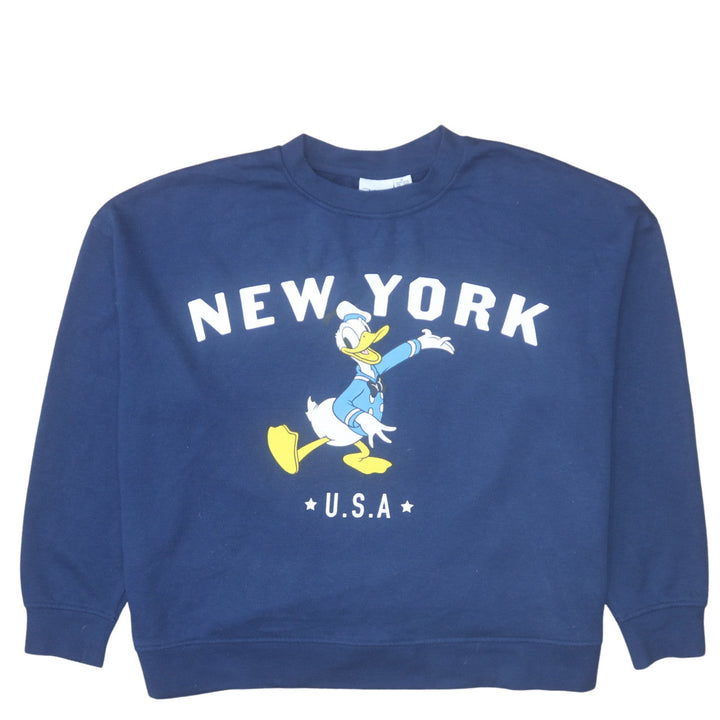 Disney Women's Navy Blue New York Donald Duck Sweatshirt XL