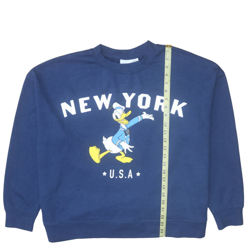 Disney Women's Navy Blue New York Donald Duck Sweatshirt XL