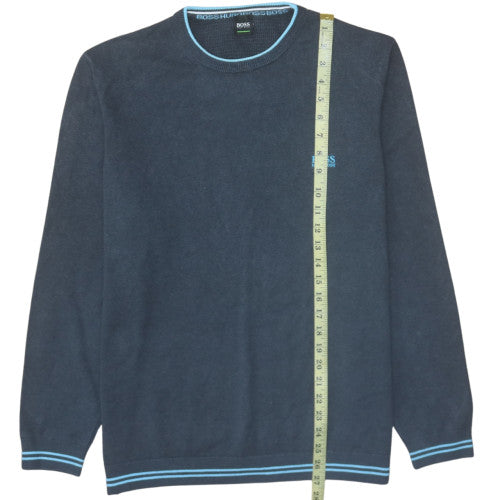 Hugo Boss Men's Blue Cotton Crew Neck Pullover Jumper 2XL