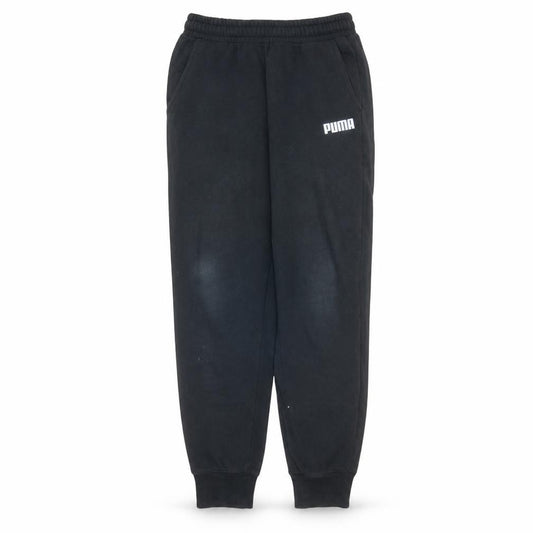 Front view of Puma men’s black jogger sweatpants, size M, fleece casual activewear