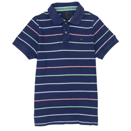 Tommy Hilfiger Men’s Blue Striped Cotton Polo Shirt Size M
