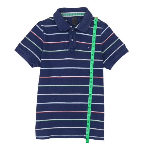Tommy Hilfiger Men’s Blue Striped Cotton Polo Shirt Size M