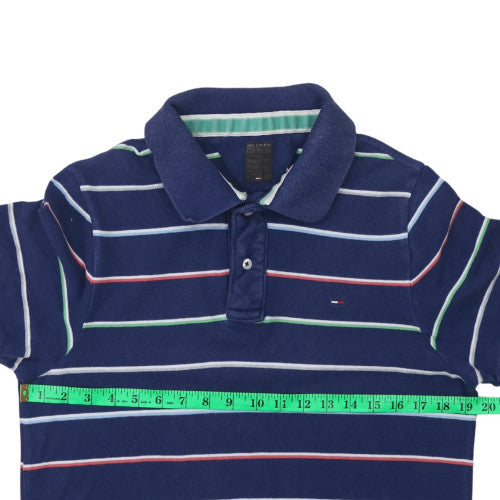 Tommy Hilfiger Men’s Blue Striped Cotton Polo Shirt Size M