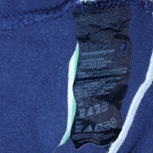 Tommy Hilfiger Men’s Blue Striped Cotton Polo Shirt Size M