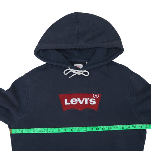 Levi's Men's Blue Pullover Hoodie Medium Logo Fleece Sweatshirt