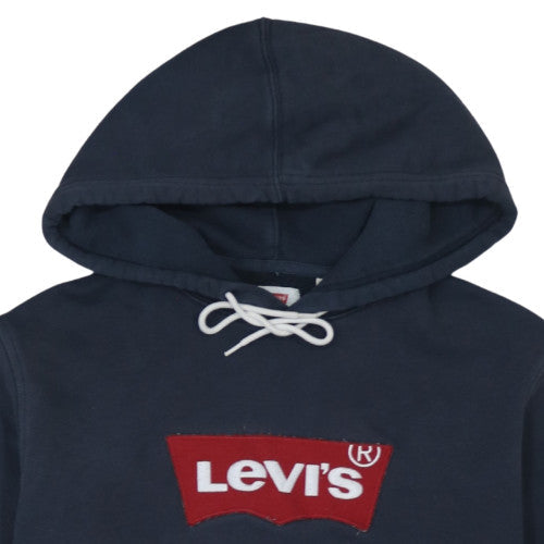 Levi's Men's Blue Pullover Hoodie Medium Logo Fleece Sweatshirt