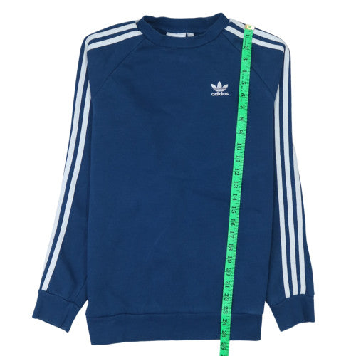 Adidas Men Blue XS Pullover Sweatshirt with Logo Stripes