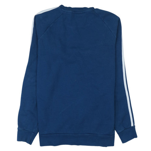 Adidas Men Blue XS Pullover Sweatshirt with Logo Stripes